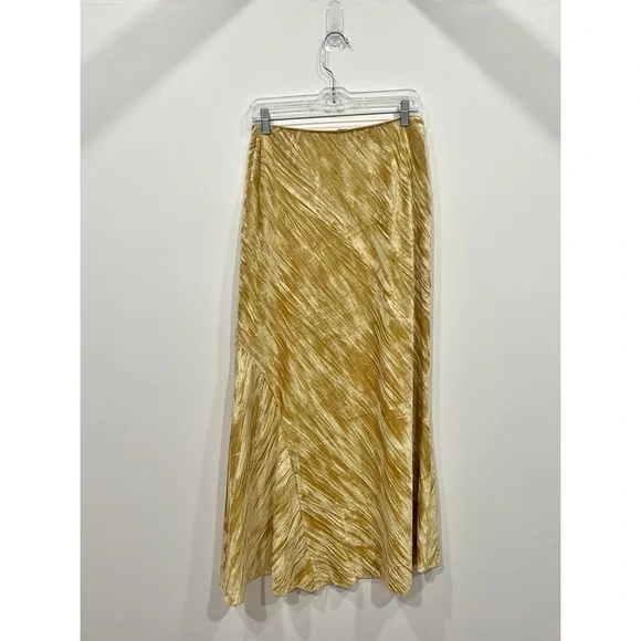 Free People Noa Velvet Slip Skirt in Gold - Picture 5 of 9